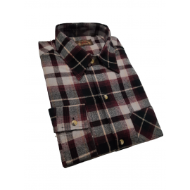 Chemise longues manches en flanelle Bordeaux