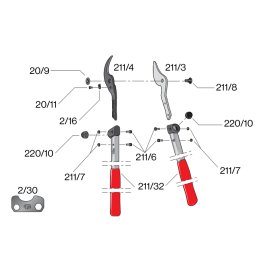 Axe central pour ébrancheur Felco 211